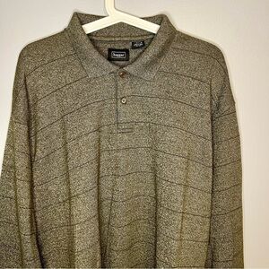 Haggar Long Sleeves 3 Button Collared Knit Pullover Sweater XXL Office Fall